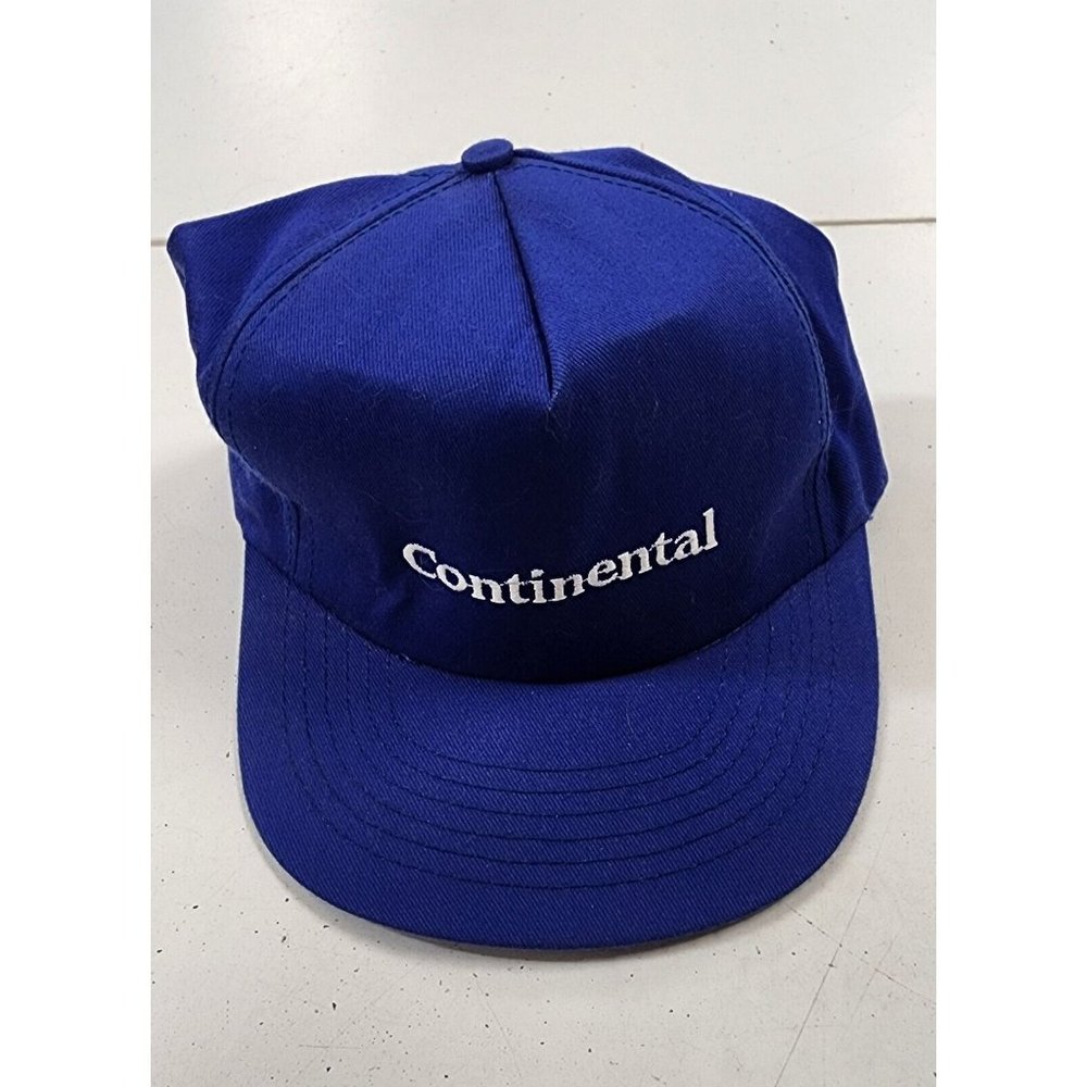 Vintage Continental Airlines Snapback Hat Cap Made in USA Pilot Blue Logo
